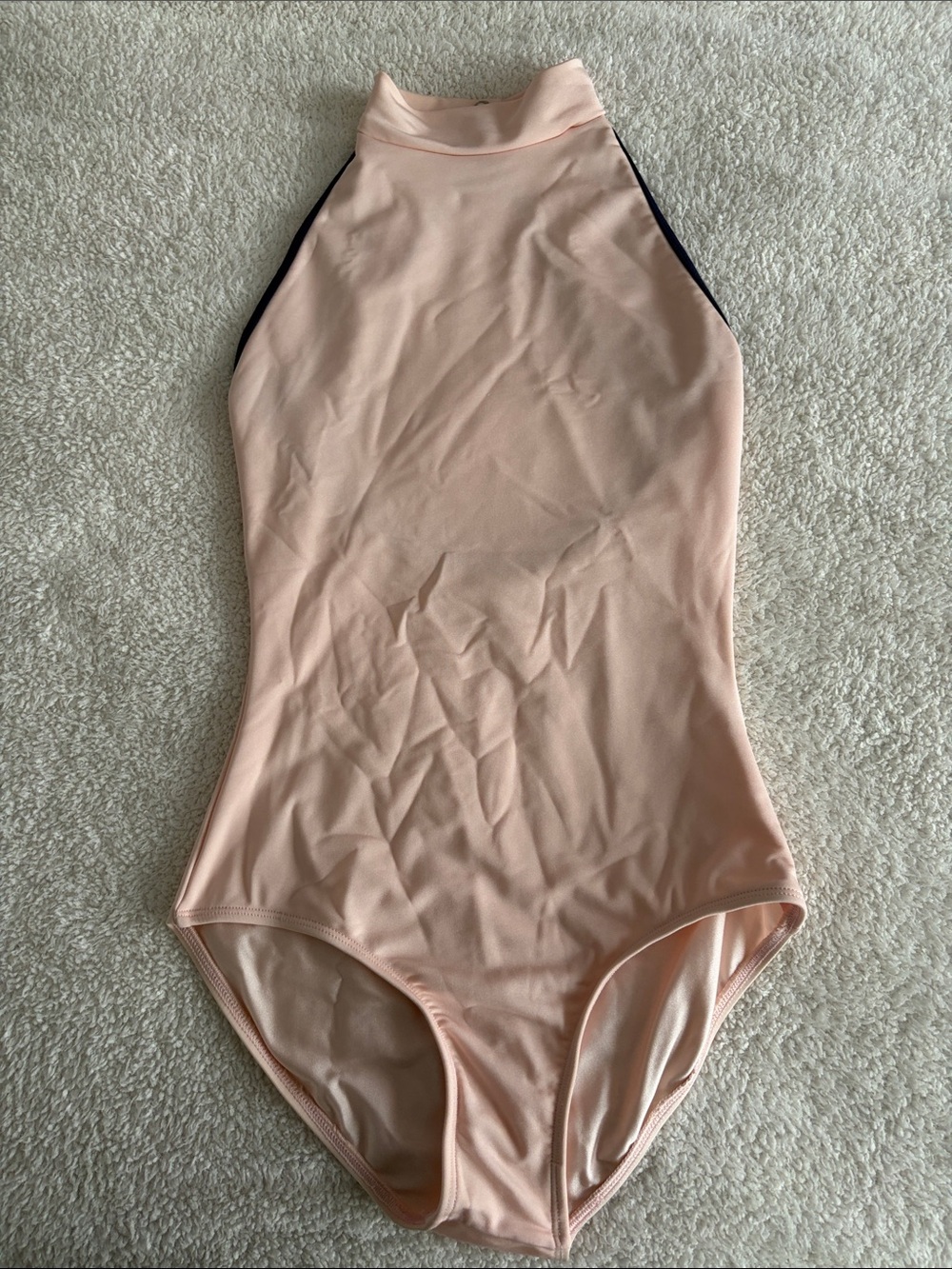 Women's High-Neck Leotard in Blush Pink and Navy